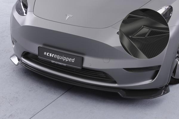CSR Frontspoiler | Cup-Spoilerlippe mit ABE für Tesla Model Y CSL620-C Carbon Look Hochglanz (keine Lackierung erforderlich)