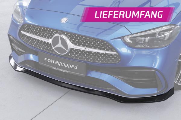 CSR Frontspoiler | Cup-Spoilerlippe mit ABE für Mercedes-Benz C-Klasse W206 / S206 AMG-Line CSL641-G Glossy schwarz Hochglanz (keine Lackierung erforderlich)