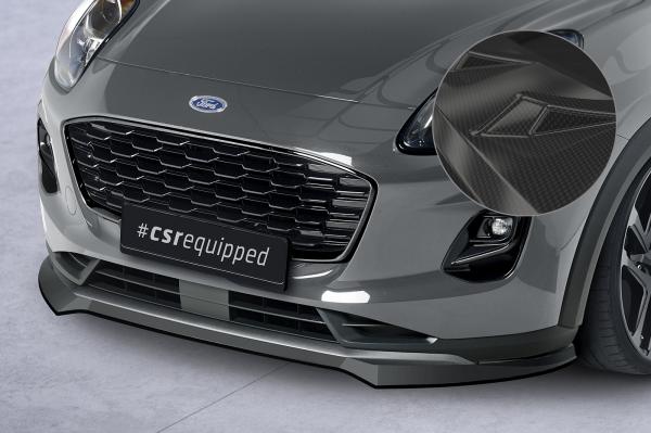CSR Frontspoiler | Cup-Spoilerlippe mit ABE für Ford Puma Titanium CSL651-C Carbon Look Hochglanz (keine Lackierung erforderlich)