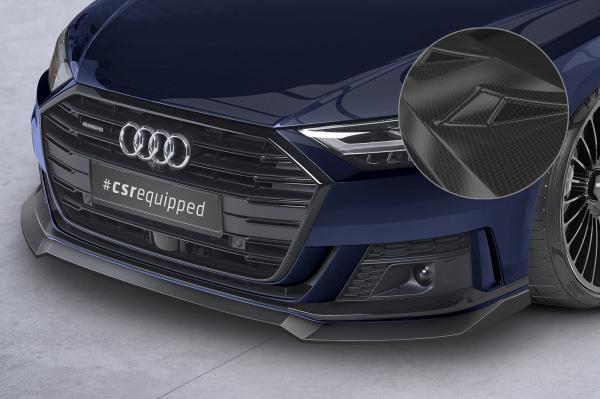 CSR Frontspoiler | Cup-Spoilerlippe mit ABE für Audi A8 D5 S-Line CSL656-C Carbon Look Hochglanz (keine Lackierung erforderlich)