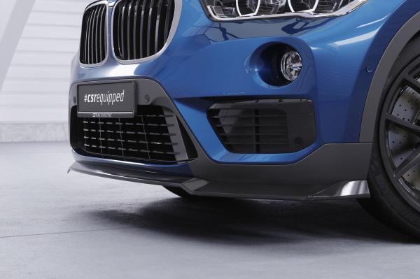CSR Frontspoiler | Cup-Spoilerlippe mit ABE für BMW X1 (F48) CSL659-G Glossy schwarz Hochglanz (keine Lackierung erforderlich)