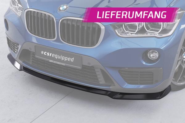 CSR Frontspoiler | Cup-Spoilerlippe mit ABE für BMW X1 (F48) CSL659-G Glossy schwarz Hochglanz (keine Lackierung erforderlich)
