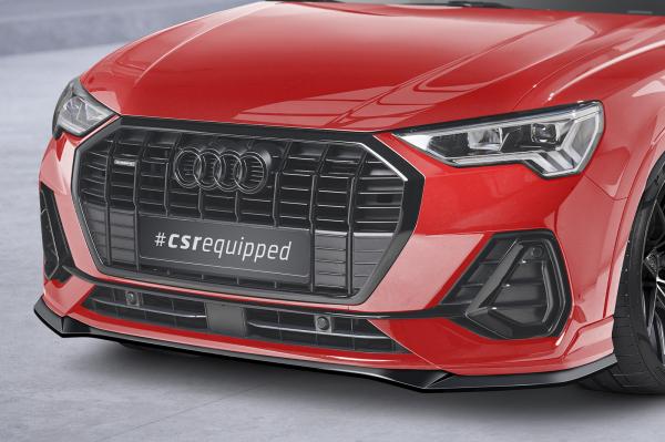 CSR Frontspoiler | Cup-Spoilerlippe mit ABE für Audi Q3 (F3) S-Line CSL665-C Carbon Look Hochglanz (keine Lackierung erforderlich)