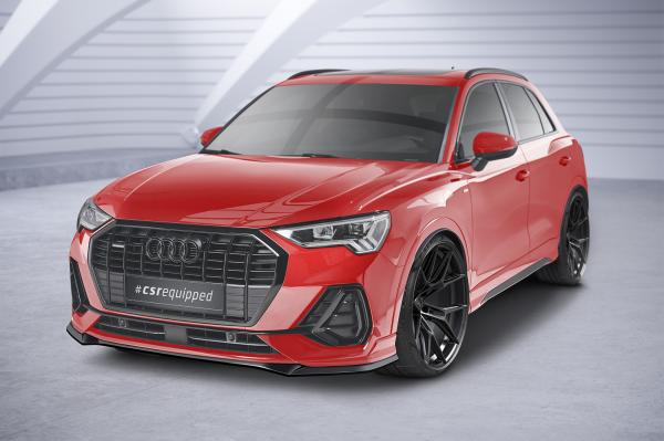 CSR Frontspoiler | Cup-Spoilerlippe mit ABE für Audi Q3 (F3) S-Line CSL665-C Carbon Look Hochglanz (keine Lackierung erforderlich)