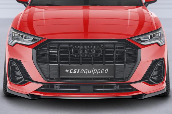 CSR Frontspoiler | Cup-Spoilerlippe mit ABE für Audi Q3 (F3) S-Line CSL665-C Carbon Look Hochglanz (keine Lackierung erforderlich)