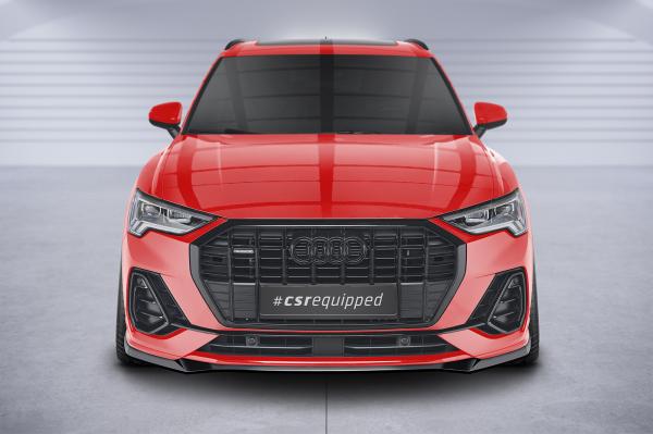 CSR Frontspoiler | Cup-Spoilerlippe mit ABE für Audi Q3 (F3) S-Line CSL665-C Carbon Look Hochglanz (keine Lackierung erforderlich)