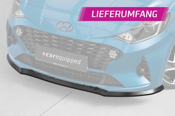 CSR Frontspoiler | Cup-Spoilerlippe mit ABE für Hyundai I10 (3. Gen) CSL687-G Glossy schwarz Hochglanz (keine Lackierung erforderlich)