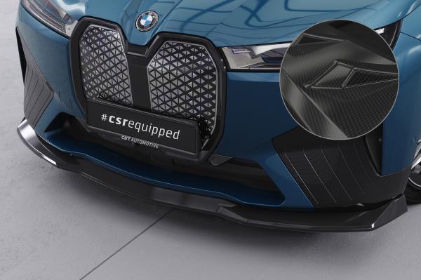 CSR Frontspoiler | Cup-Spoilerlippe mit ABE für BMW iX CSL691-C Carbon Look Hochglanz (keine Lackierung erforderlich)