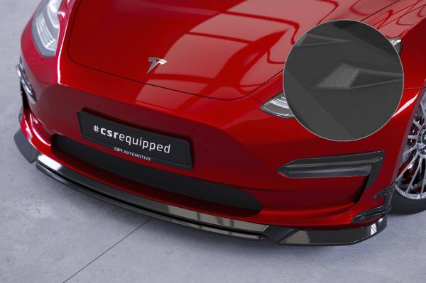 CSR Frontspoiler | Cup-Spoilerlippe mit ABE für Tesla Model 3 CSL702-S strukturiert schwarz matt (keine Lackierung erforderlich)
