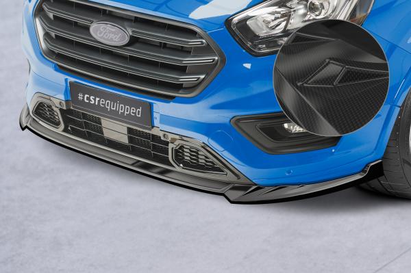 CSR Frontspoiler | Cup-Spoilerlippe mit ABE für Ford Tourneo Custom CSL718-C Carbon Look Hochglanz (keine Lackierung erforderlich)