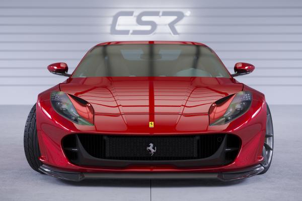 CSR Frontspoiler | Cup-Spoilerlippe mit ABE für Ferrari 812 Superfast / GTS CSL768-C Carbon Look Hochglanz (keine Lackierung erforderlich)