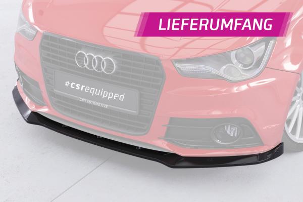 CSR Frontspoiler | Cup-Spoilerlippe mit ABE für Audi A1 (8X) S-Line CSL773-G Glossy schwarz Hochglanz (keine Lackierung erforderlich)