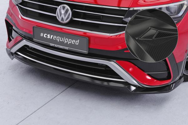 CSR Frontspoiler | Cup-Spoilerlippe mit ABE für VW Tiguan 2 (Typ AD) Allspace CSL793-C Carbon Look Hochglanz (keine Lackierung erforderlich)