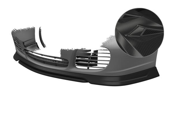 CSR Frontspoiler | Cup-Spoilerlippe mit ABE für Porsche 911/996 CSL831-C Carbon Look Hochglanz (keine Lackierung erforderlich)