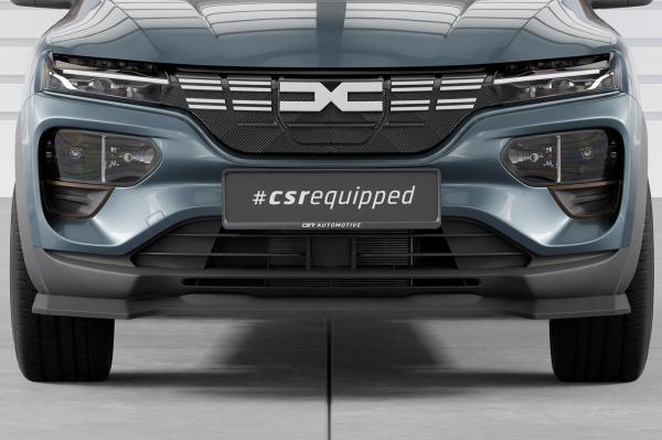 CSR Frontspoiler | Cup-Spoilerlippe mit ABE für Dacia Spring Electric CSL843-C Carbon Look Hochglanz (keine Lackierung erforderlich)