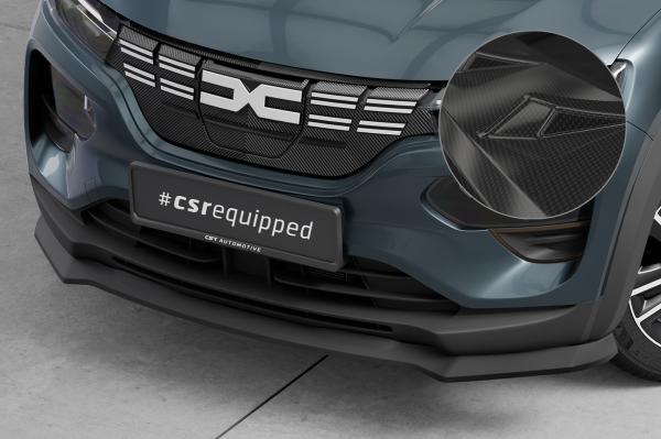 CSR Frontspoiler | Cup-Spoilerlippe mit ABE für Dacia Spring Electric CSL843-C Carbon Look Hochglanz (keine Lackierung erforderlich)