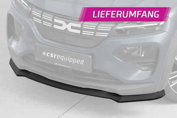 CSR Frontspoiler | Cup-Spoilerlippe mit ABE für Dacia Spring Electric CSL843-C Carbon Look Hochglanz (keine Lackierung erforderlich)