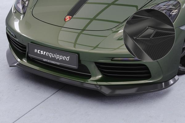 CSR Frontspoiler | Cup-Spoilerlippe mit ABE für Porsche 718 Boxster 982 / 718 Cayman 982 CSL853-C Carbon Look Hochglanz (keine Lackierung erforderlich)