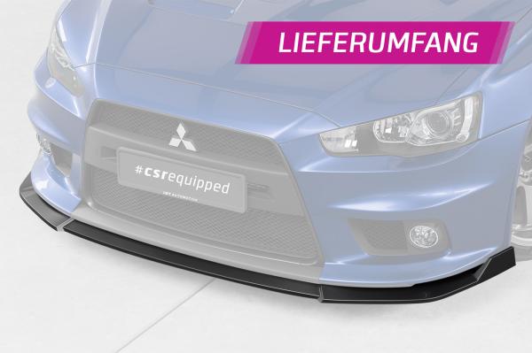 CSR Frontspoiler | Cup-Spoilerlippe mit ABE für Mitsubishi Lancer Evolution X CSL887-G Glossy schwarz Hochglanz (keine Lackierung erforderlich)