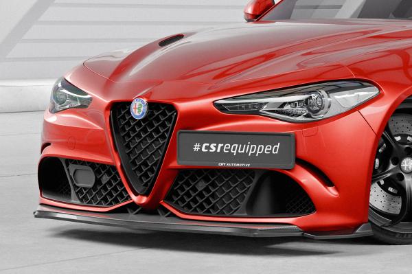 CSR Frontspoiler | Cup-Spoilerlippe mit ABE für Alfa Romeo Giulia Quadrifoglio CSL902-G Glossy schwarz Hochglanz (keine Lackierung erforderlich)