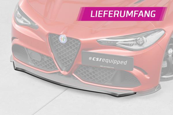 CSR Frontspoiler | Cup-Spoilerlippe mit ABE für Alfa Romeo Giulia Quadrifoglio CSL902-G Glossy schwarz Hochglanz (keine Lackierung erforderlich)