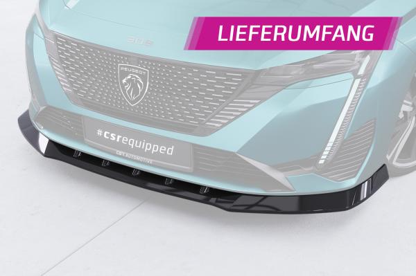 CSR Frontspoiler | Cup-Spoilerlippe mit ABE für Peugeot 308 (P51) CSL945-C Carbon Look Hochglanz (keine Lackierung erforderlich)