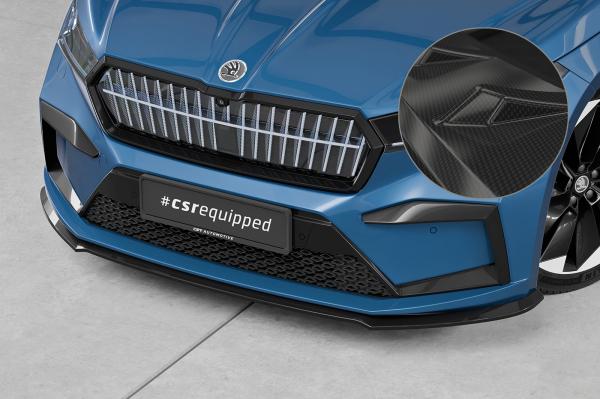 CSR Frontspoiler | Cup-Spoilerlippe mit ABE für Skoda Enyaq CSL971-C Carbon Look Hochglanz (keine Lackierung erforderlich)