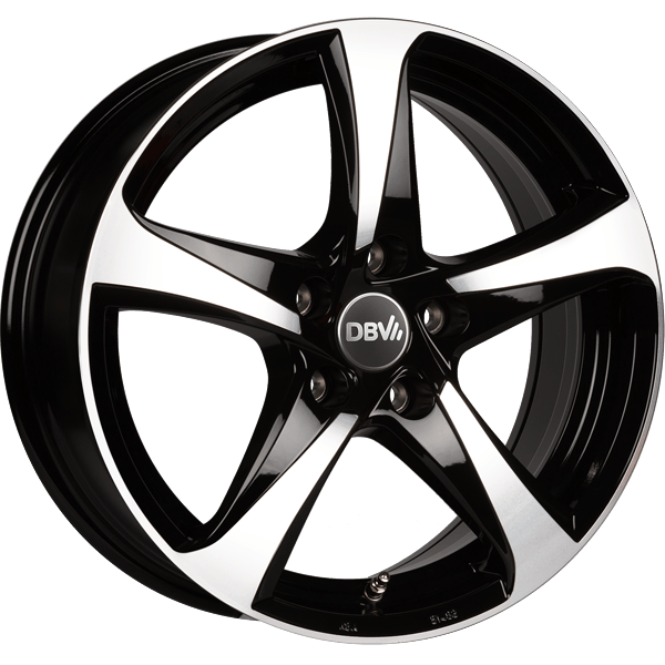 DBV Alufelge 5SP 001 schwarz glänzend, front poliert 7x16 ET40 5x112 Nabe 74.1 KBA 51471