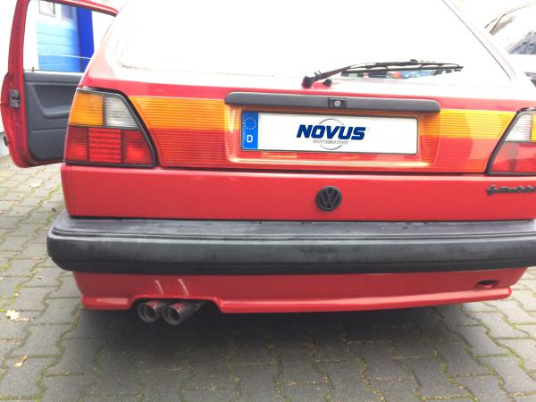 Novus Edelstahl Gruppe A Komplettanlagen 16V Look 2x60mm für VW Golf 2