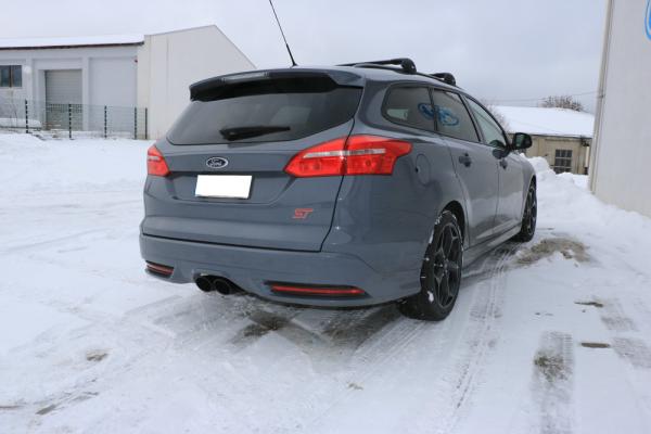 Fox passend für Ford Focus III ST Turnier Endschalldämpfer quer Ausgang mittig - 2x115x85 Typ 32 mittig schwarz beschichtet FO032055-348s