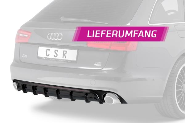 CSR Diffusor | Heckansatz mit ABE für Audi A6 C7 (4G) HA227-G Glossy schwarz Hochglanz (keine Lackierung erforderlich)