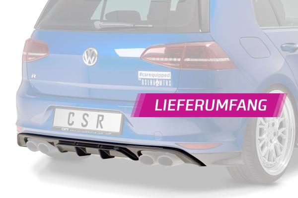 CSR Diffusor | Heckansatz mit ABE für VW Golf 7 R / R-Line HA253-C Carbon Look Hochglanz (keine Lackierung erforderlich)