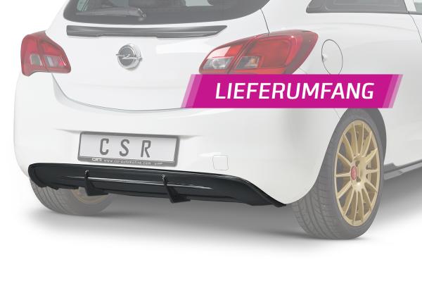 CSR Diffusor | Heckansatz mit ABE für Opel Corsa E HA274-C Carbon Look Hochglanz (keine Lackierung erforderlich)