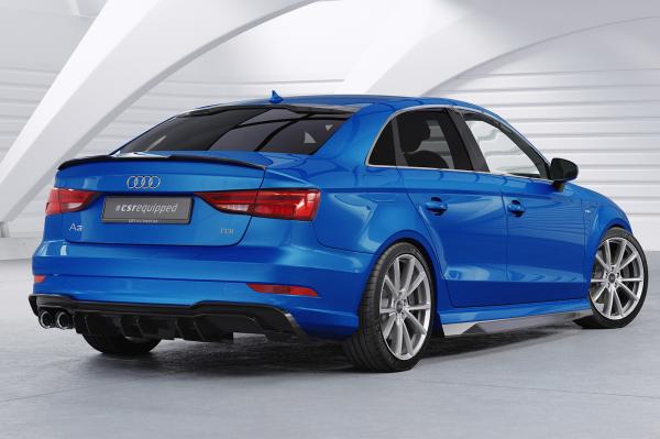 CSR Diffusor | Heckansatz mit ABE für Audi A3 8V S-Line Limo / Cabrio HA448-G Glossy schwarz Hochglanz (keine Lackierung erforderlich)
