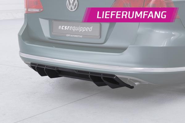 CSR Diffusor | Heckansatz mit ABE für VW Passat B7 (Typ 3C) Variant HA460-C Carbon Look Hochglanz (keine Lackierung erforderlich)