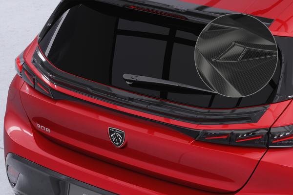 CSR Heckspoiler | Heckflügel mit ABE für Peugeot 308 (P51) Schrägheck HF236-C Carbon Look Hochglanz (keine Lackierung erforderlich)