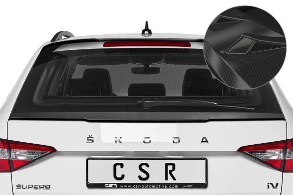 CSR Heckspoiler | Heckflügel mit ABE für Skoda Superb III (Typ 3V) Combi HF749-C Carbon Look Hochglanz (keine Lackierung erforderlich)