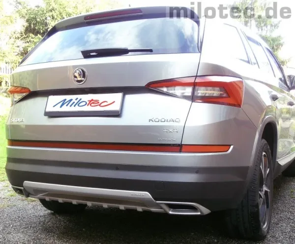 Milotec Auspuff-Dummies XL für Skoda Kodiaq – Alu-Brush – 2-teilig (RS-Look)