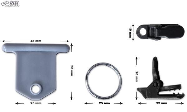 RDX Klipp-Befestigungsset für Kederleisten in Camping-Markisen, z.B. für Gardinen (15x/45tlg.)