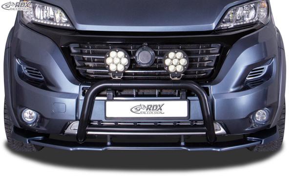 RDX Frontspoilerlippe VARIO-X für FIAT Ducato (250 / 2014+) & CITROEN Jumper (Y, 250L / 2014+) & OPEL Movano (Y / 2021+) & PEUGEOT Boxer (Y / 2014+) & RAM ProMaster (2013+) (passend für die Modelle mit Radlaufverbreiterungen, z.B. Maxi) Spoilerlippe
