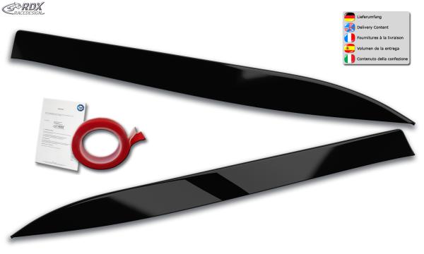 RDX Scheinwerferblenden für MERCEDES A-Klasse W 176 245G 2012+ schwarz glänzend Böser Blick