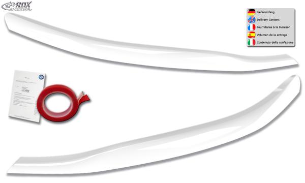 RDX Scheinwerferblenden für FORD Transit Custom & Tourneo Custom (für Halogen, 2023-heute) weiß glänzend Böser Blick