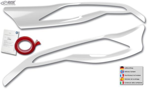 RDX Scheinwerferblenden für FORD Transit Custom & Tourneo Custom (2012-2018) weiß glänzend Böser Blick