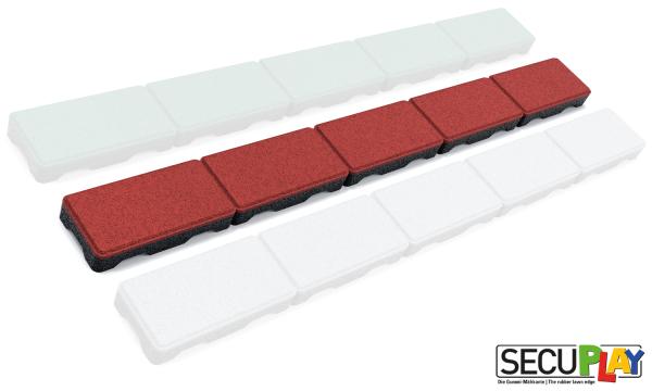 SECUPLAY Gummi Mähkante / Rasenkante 100x10x3,6cm rot