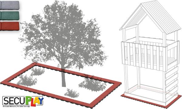 SECUPLAY XL Gummi Mähkante / Rasenkante 100x20x3,6cm grün