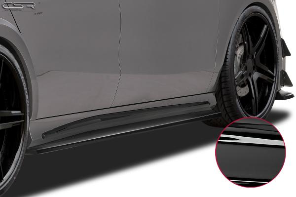 CSR Seitenschweller mit ABE für Mercedes-Benz CLA C117 X117 SS448-G Glossy schwarz Hochglanz (keine Lackierung erforderlich)