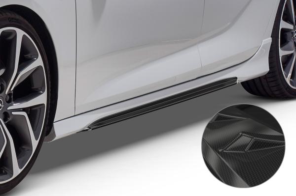 CSR Seitenschweller mit ABE für Opel Insignia B GSI / GS Line Plus SS477-C Carbon Look Hochglanz (keine Lackierung erforderlich)