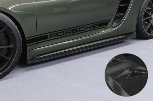 CSR Seitenschweller mit ABE für Porsche 718 Boxster / Cayman (Typ 982) SS533-C Carbon Look Hochglanz (keine Lackierung erforderlich)