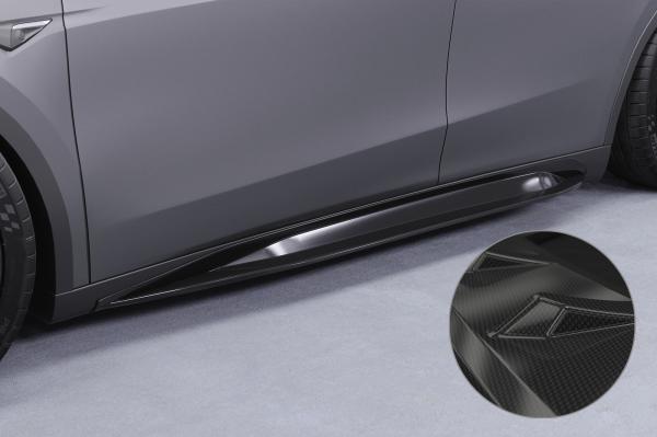 CSR Seitenschweller mit ABE für Tesla Model Y SS545-C Carbon Look Hochglanz (keine Lackierung erforderlich)