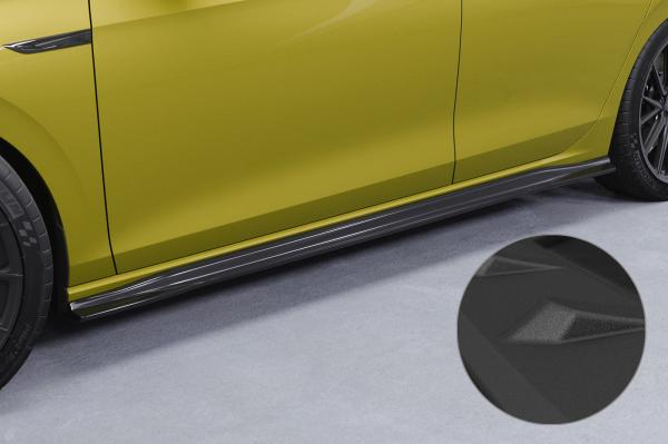 CSR Seitenschweller mit ABE für VW Golf 8 GTI, GTD, GTE, R-Line SS585-S Strukturiert schwarz matt (keine Lackierung erforderlich)
